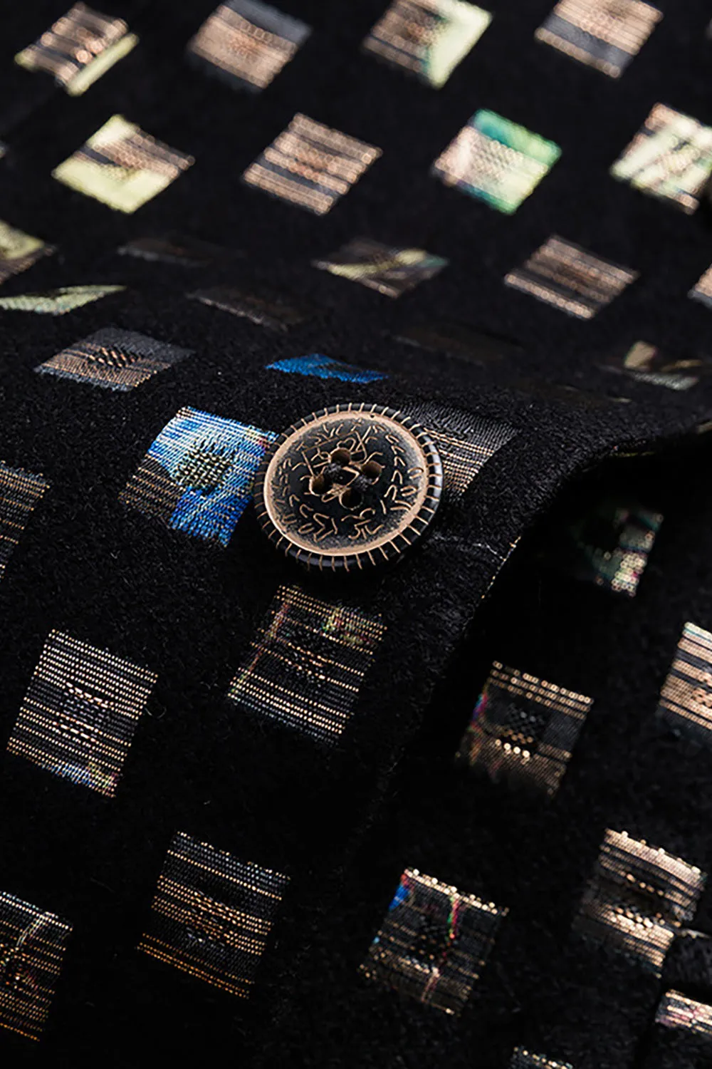 Sparkly Plaid Notched Lapel One Button Men's Blazer sold by Zapaka product image thumbnail 4