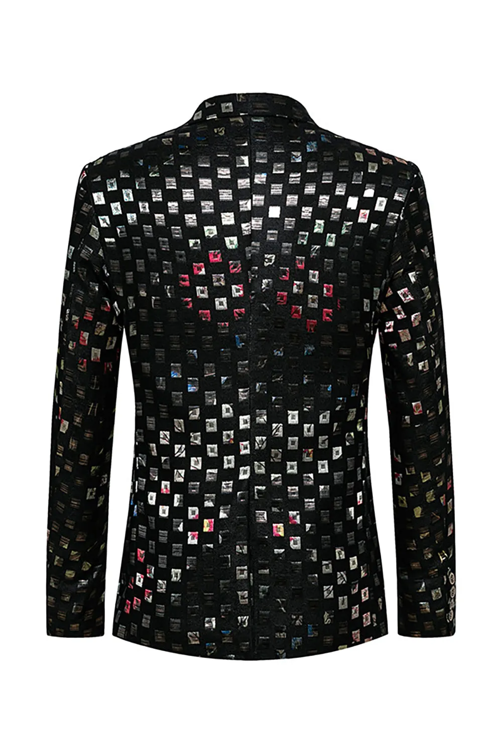 Sparkly Plaid Notched Lapel One Button Men's Blazer sold by Zapaka product image thumbnail 2