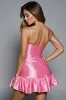Hot Pink Satin Bodycon Ruffled Short Homecoming Dress sold by Zapaka