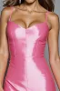 Hot Pink Satin Bodycon Ruffled Short Homecoming Dress sold by Zapaka