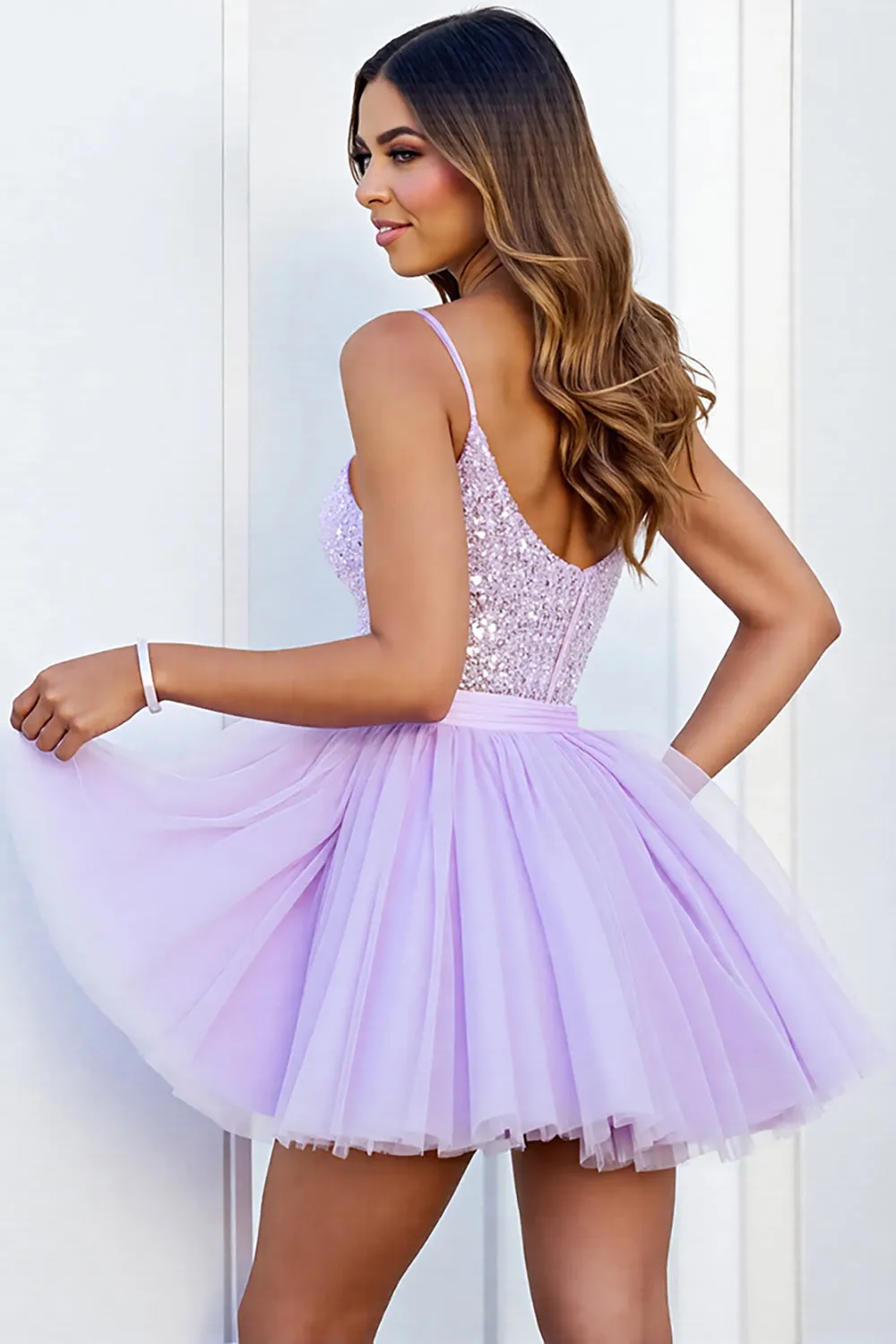 Lilac Corset Sequin A Line Homecoming Dress sold by Zapaka product image thumbnail 2