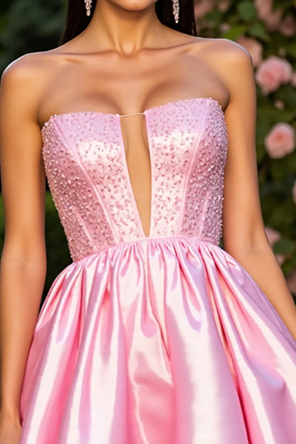Pink Strapless Satin A Line Short Homecoming Dress sold by Zapaka product image thumbnail 3
