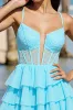 Light Blue Corset Tiered Mini Homecoming Dress sold by Zapaka