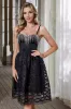 Black Fringed A Line Short Homecoming Dress with Tulle sold by Zapaka