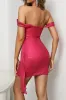 Hot Pink Sequins Sparkly Off the Shoulder Short Homecoming Dress sold by Zapaka
