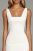 Ivory Satin Bodycon Short Work Dress with Ruffles sold by Zapaka