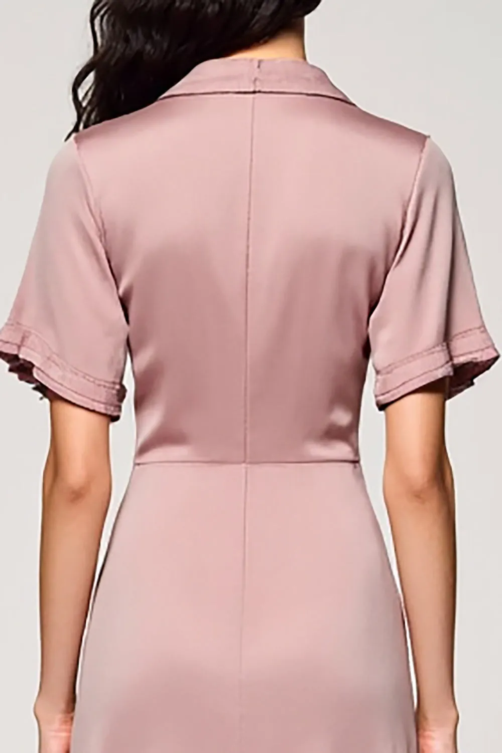 Pink A Line Lapel Midi Work Dress sold by Zapaka product image thumbnail 4