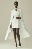 White Bodycon Peak Lapel Mini Work Dress with Cape sold by Zapaka