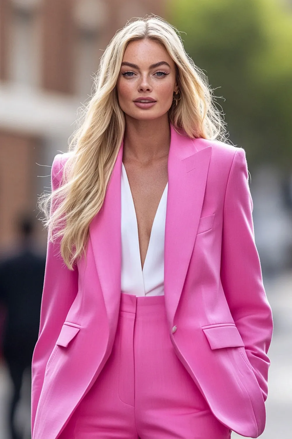Fuchsia 2 Piece Peak Lapel Work Suits with Pockets sold by Zapaka product image thumbnail 2
