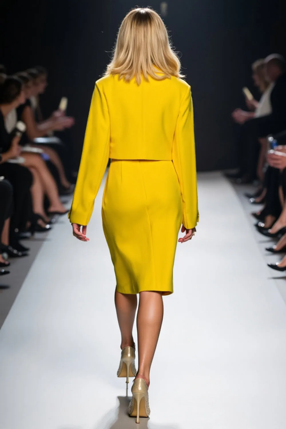 Yellow Notched Lapel Sheath Two-piece Work Dress sold by Zapaka product image thumbnail 2