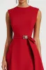 Red Satin Sheath Asymmetrical Work Dress sold by Zapaka