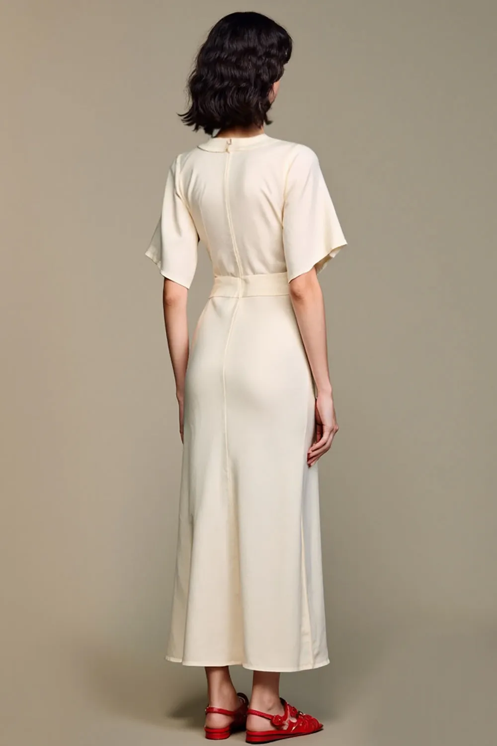 A Line V Neck Long White Wedding Guest Dress sold by Zapaka product image thumbnail 2