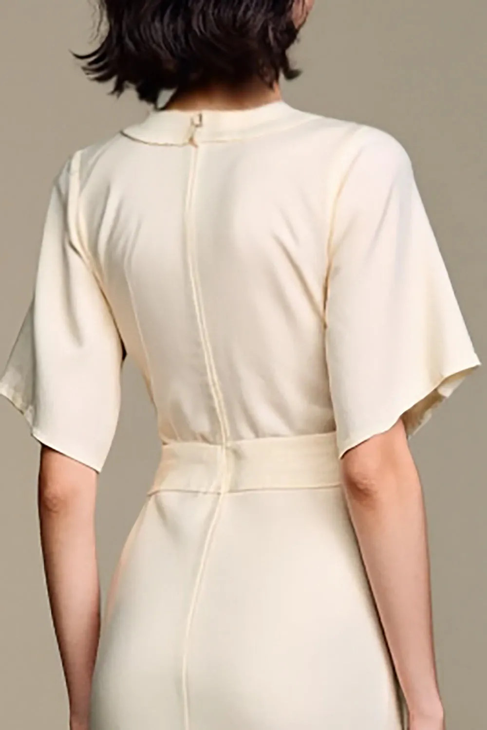 A Line V Neck Long White Wedding Guest Dress sold by Zapaka product image thumbnail 4