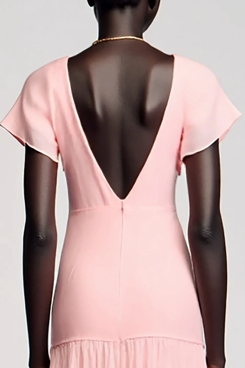 A Line Pink Midi Wedding Guest Dress With Bow sold by Zapaka product image thumbnail 4