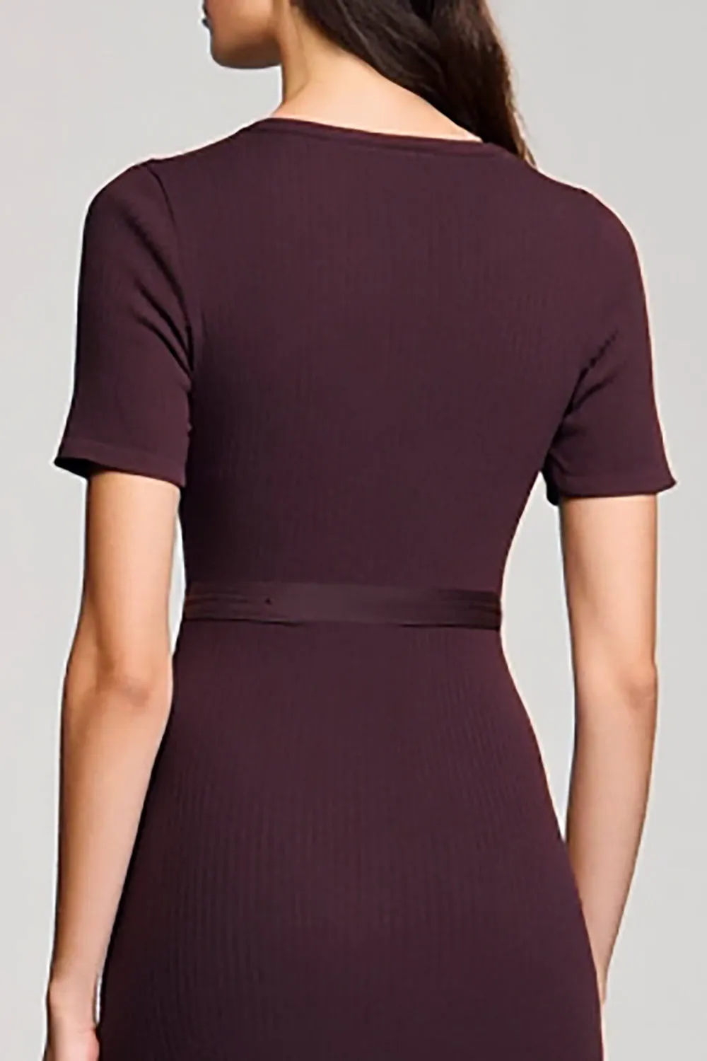 A Line Dark Red Long Wedding Guest Dress With Belt sold by Zapaka product image thumbnail 4