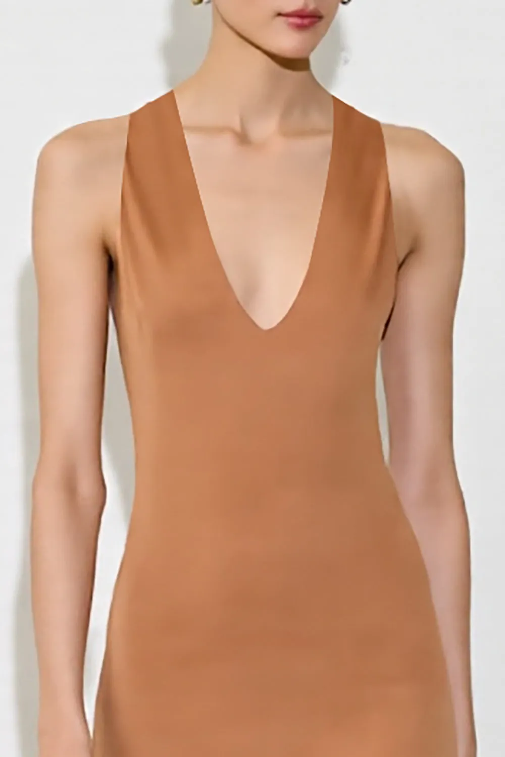 Orange Sheath V Neck Long Wedding Guest Dress sold by Zapaka product image thumbnail 3