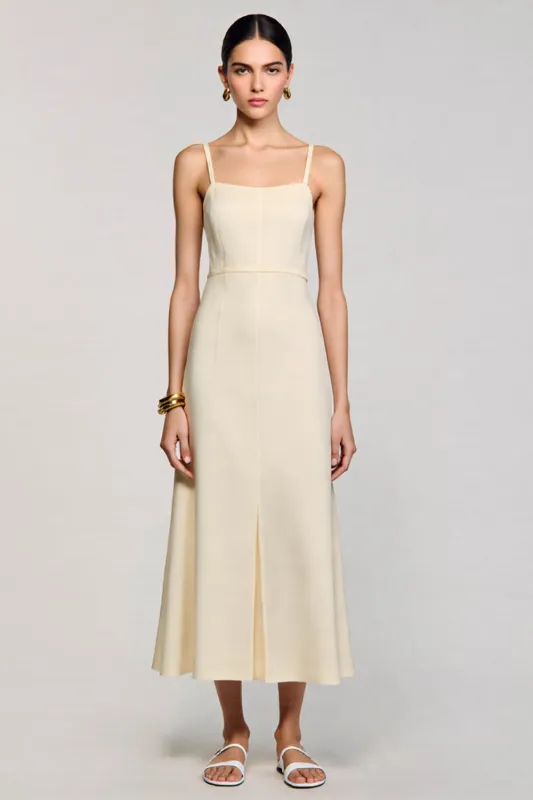 A Line Apricot Spaghetti Straps Long Wedding Guest Dress sold by Zapaka