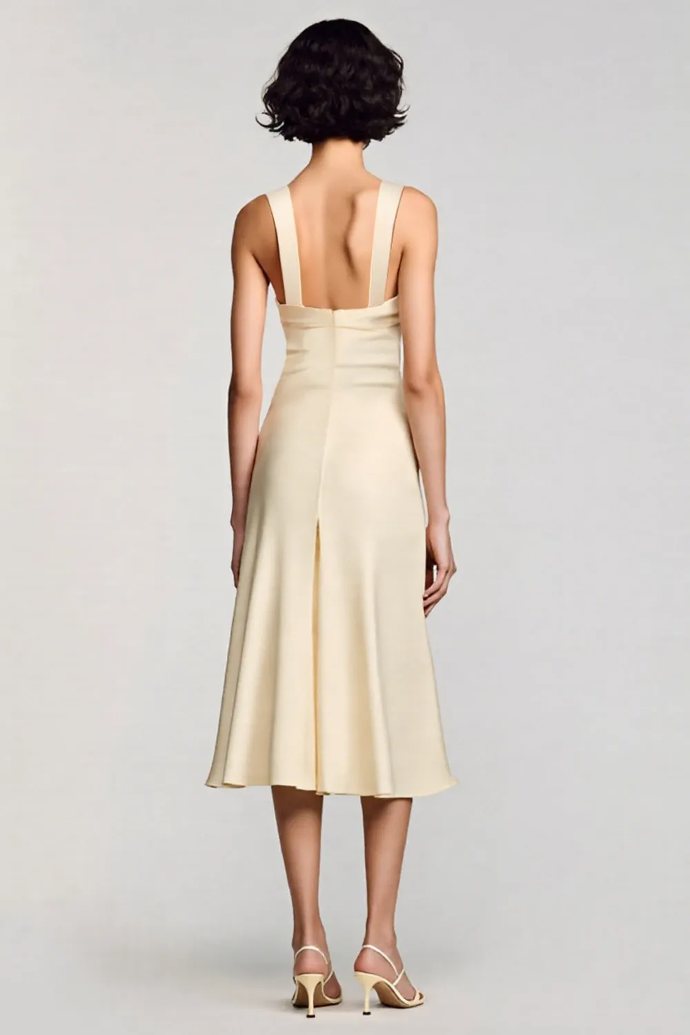 Apricot A Line Round Neck Midi Wedding Guest Dress sold by Zapaka product image thumbnail 2