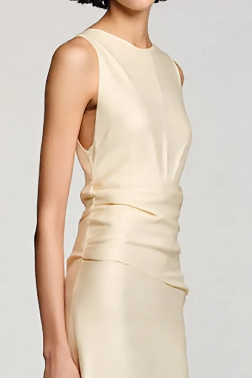 Apricot A Line Round Neck Midi Wedding Guest Dress sold by Zapaka product image thumbnail 3