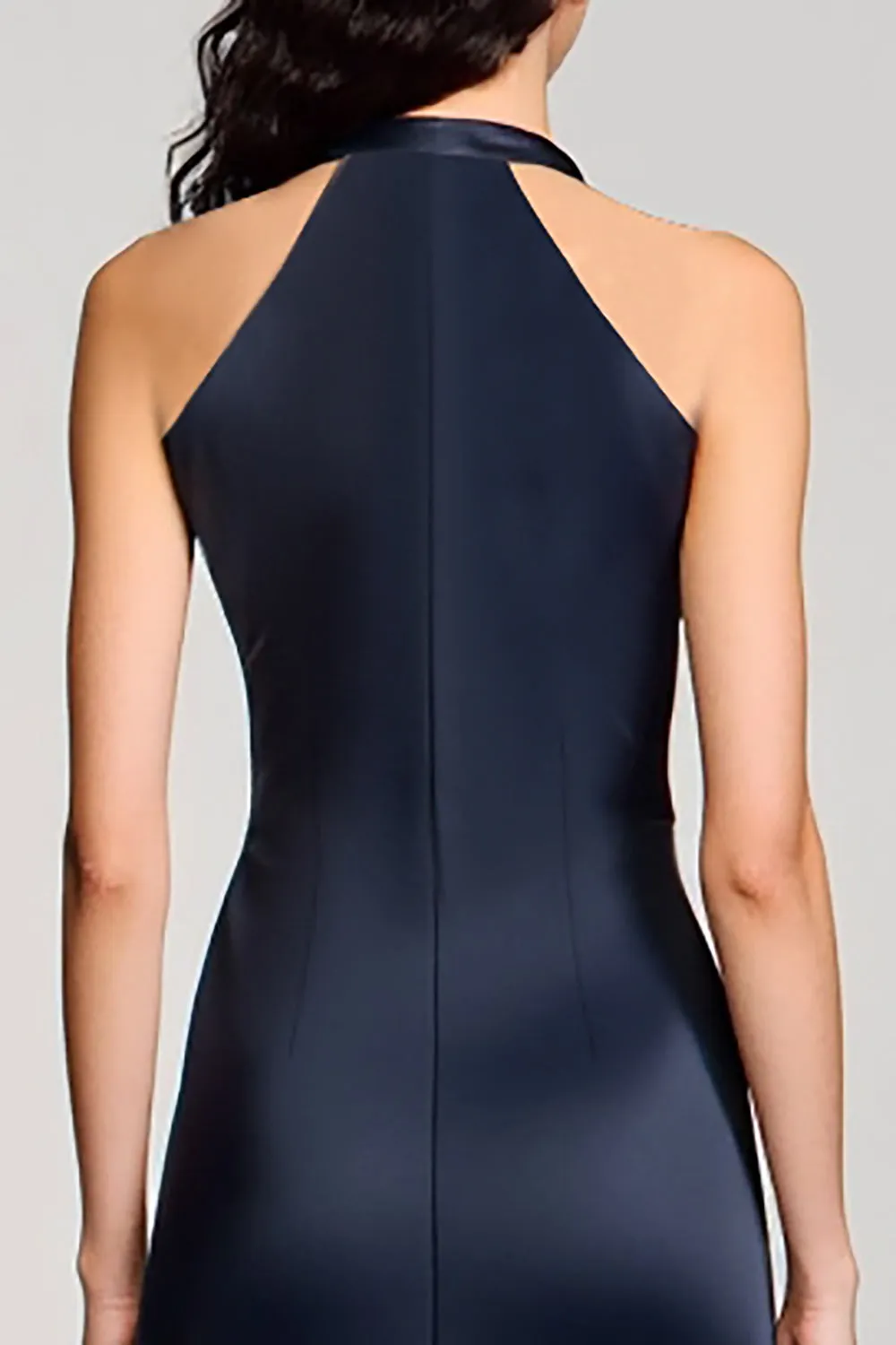 Halter Navy Sheath Midi Wedding Guest Dress sold by Zapaka product image thumbnail 4