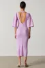 Light Purple Sheath Ruffle Sleeve Wedding Guest Dress With Slit sold by Zapaka