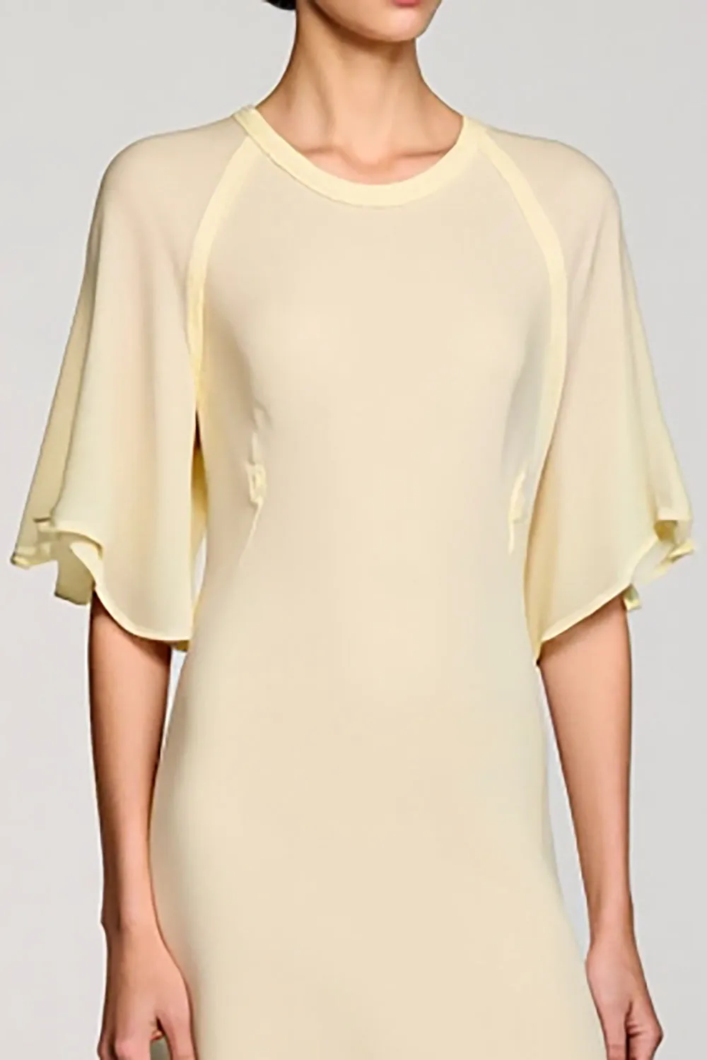 A Line Apricot Keyhole Midi Wedding Guest Dress sold by Zapaka product image thumbnail 3