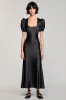 A Line Black Puff Sleeve Long Wedding Guest Dress sold by Zapaka