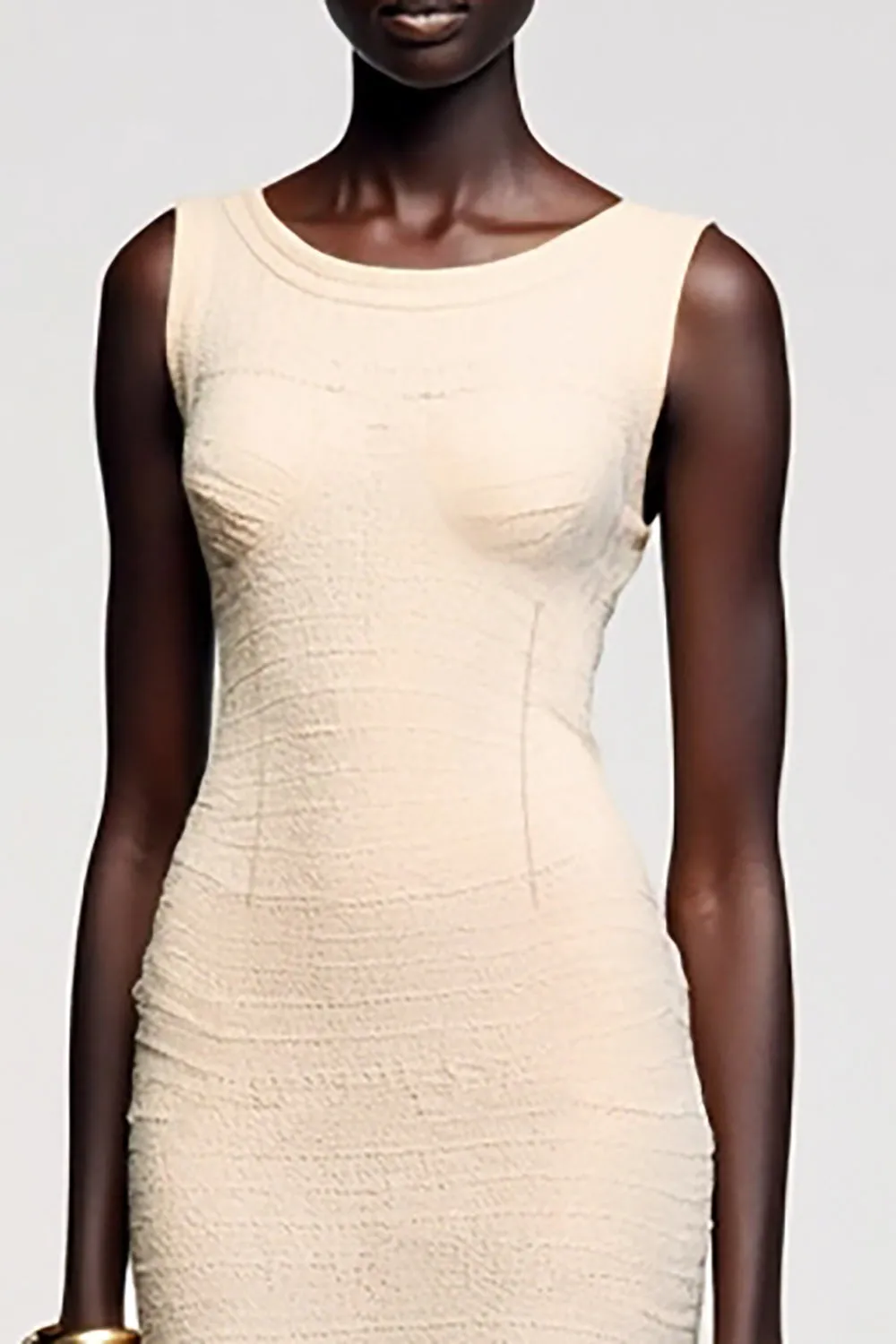 Simple A Line Apricot Midi Wedding Guest Dress sold by Zapaka product image thumbnail 3