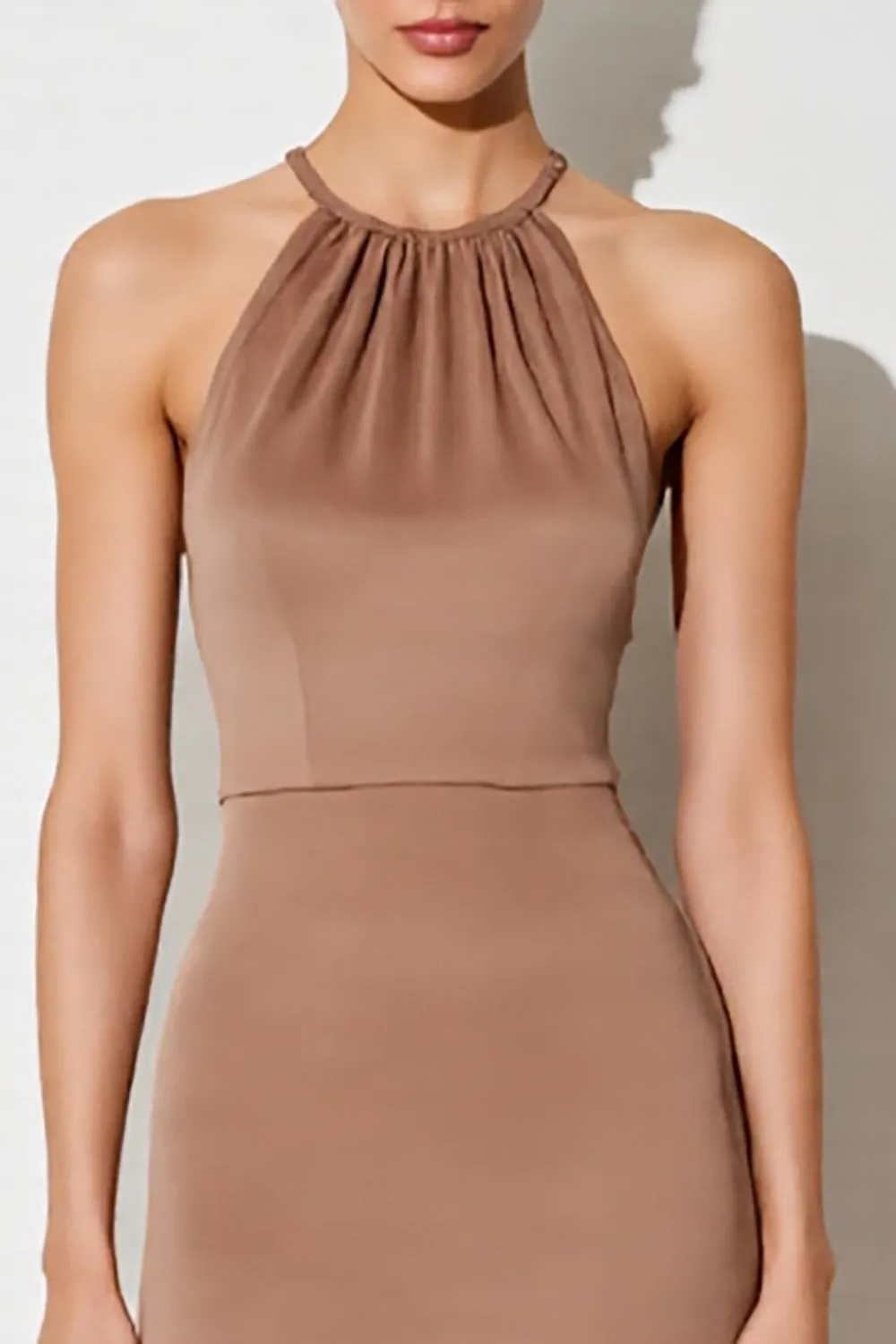 Desert Rose Halter Sheath Long Wedding Guest Dress sold by Zapaka product image thumbnail 3