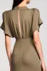Olive Sheath V Neck Midi Wedding Guest Dress With Sequins sold by Zapaka