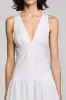 White A Line V Neck Midi Wedding Guest Dress sold by Zapaka