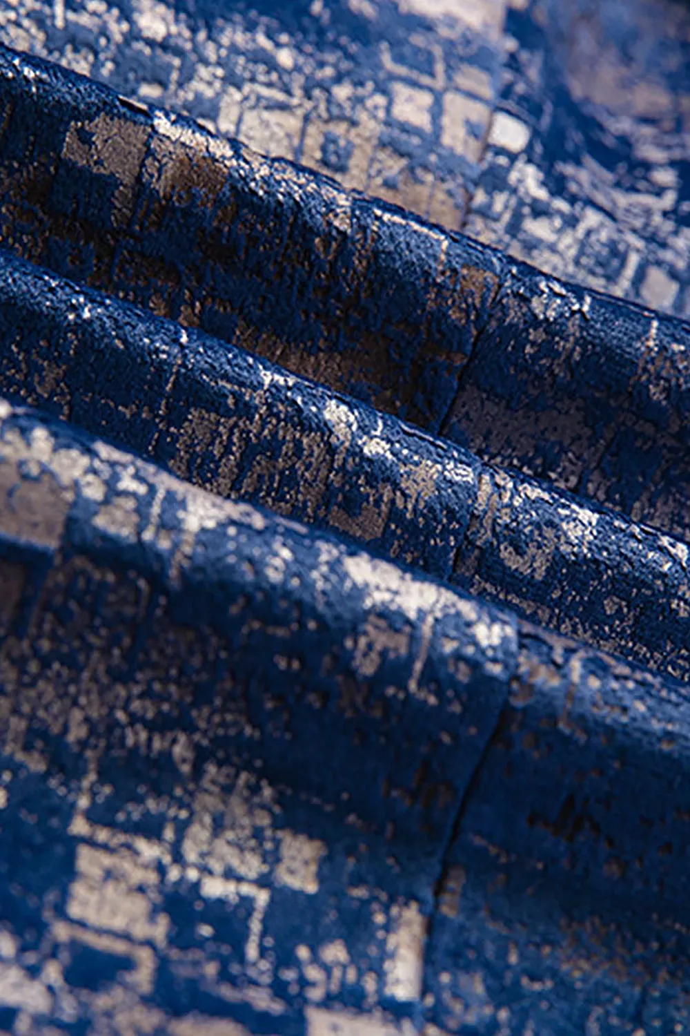 Men's Blue Printed Notched Lapel Prom Blazer sold by Zapaka product image thumbnail 3