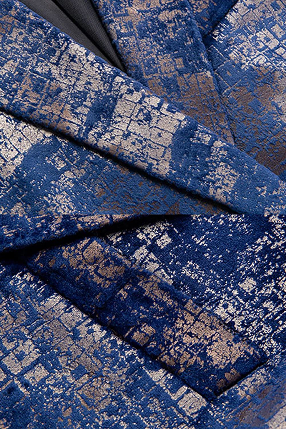 Men's Blue Printed Notched Lapel Prom Blazer sold by Zapaka product image thumbnail 4