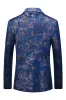 Men's Blue Printed Notched Lapel Prom Blazer sold by Zapaka