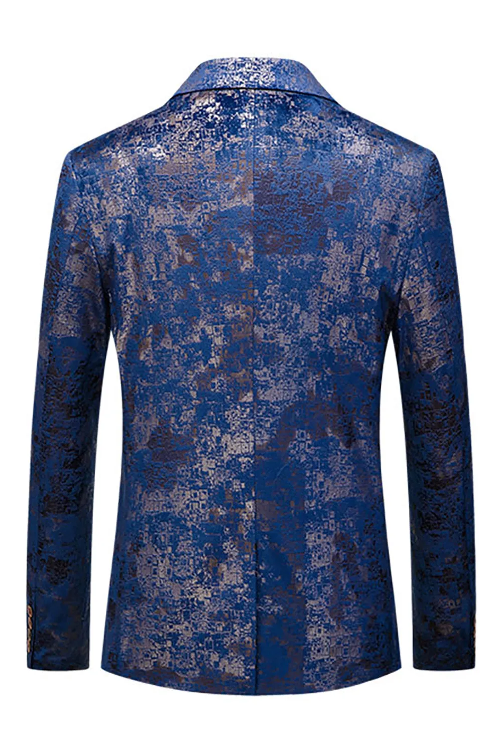 Men's Blue Printed Notched Lapel Prom Blazer sold by Zapaka product image thumbnail 2