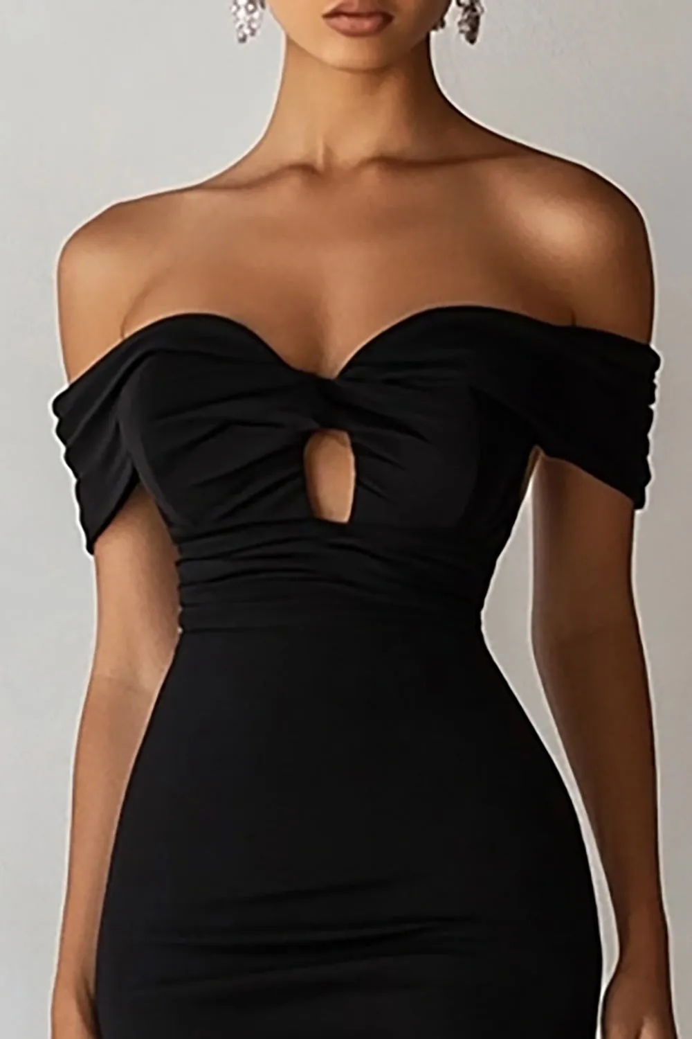 Black Bodycon Midi Graduation Dress with Keyhole sold by Zapaka product image thumbnail 2