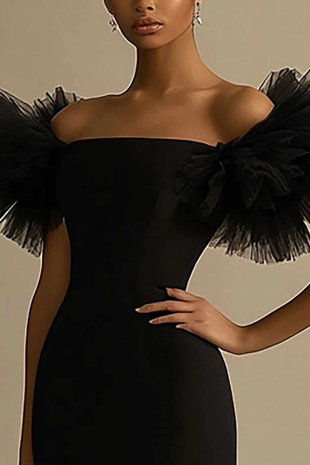 Black Mermaid Ruffled Long Formal Dress sold by Zapaka product image thumbnail 2