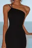 Black Satin Sheath Long Formal Dress with Slit sold by Zapaka