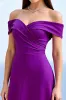 Plum Sheath Satin Ruched Long Formal Dress sold by Zapaka