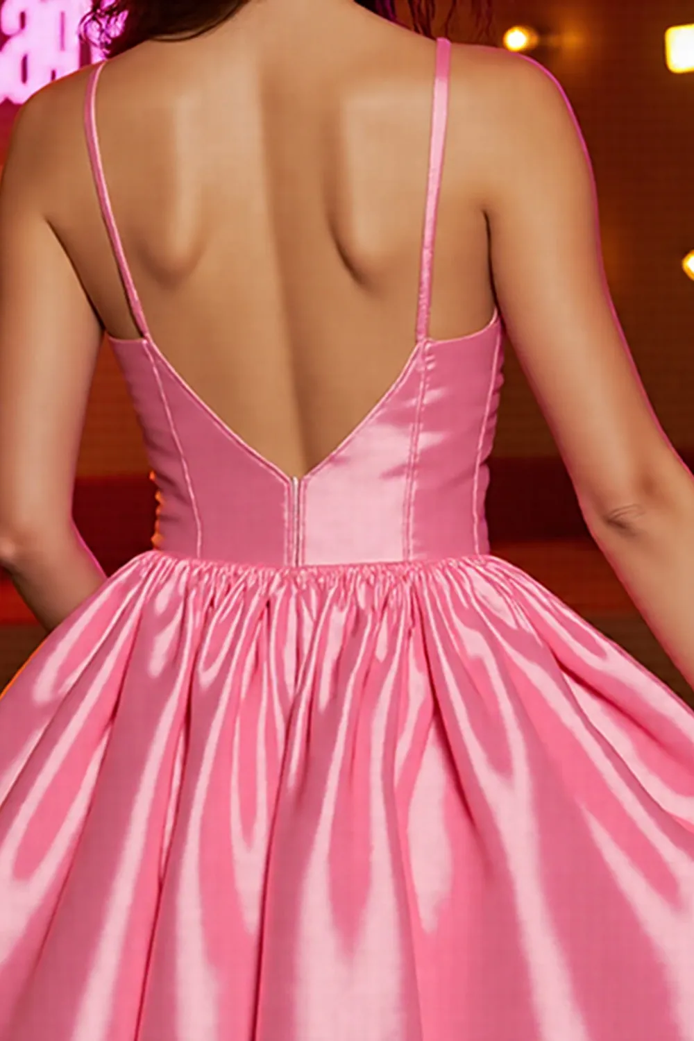Pink Satin A Line Corset Short Homecoming Dress sold by Zapaka product image thumbnail 4