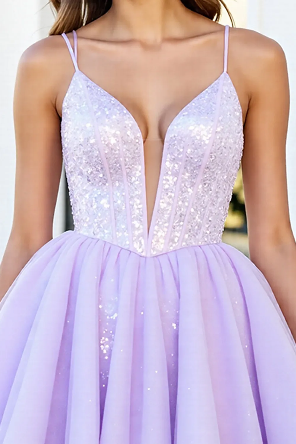 Sequin Lilac Corset A Line Homecoming Dress sold by Zapaka product image thumbnail 3