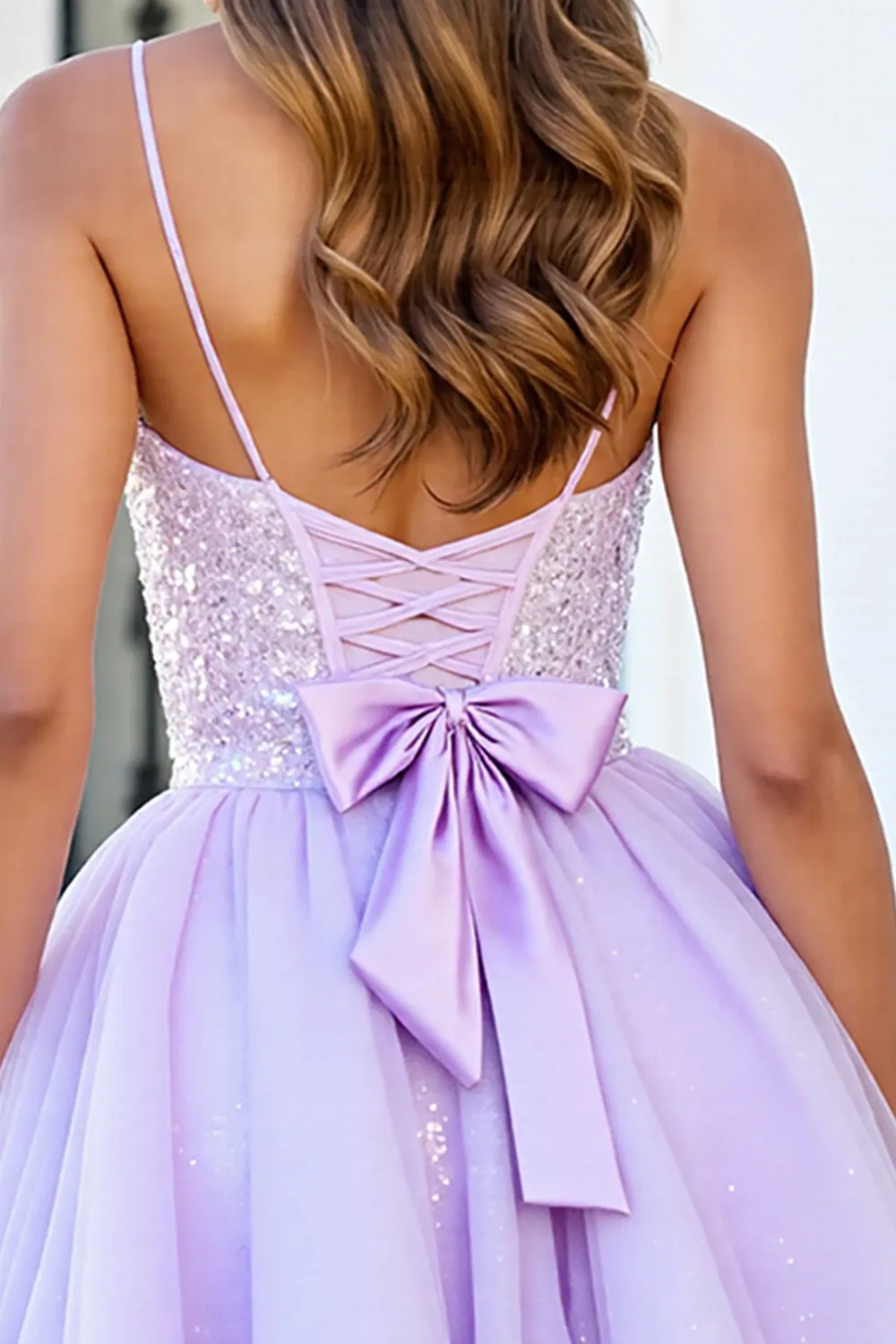 Sequin Lilac Corset A Line Homecoming Dress sold by Zapaka product image thumbnail 4