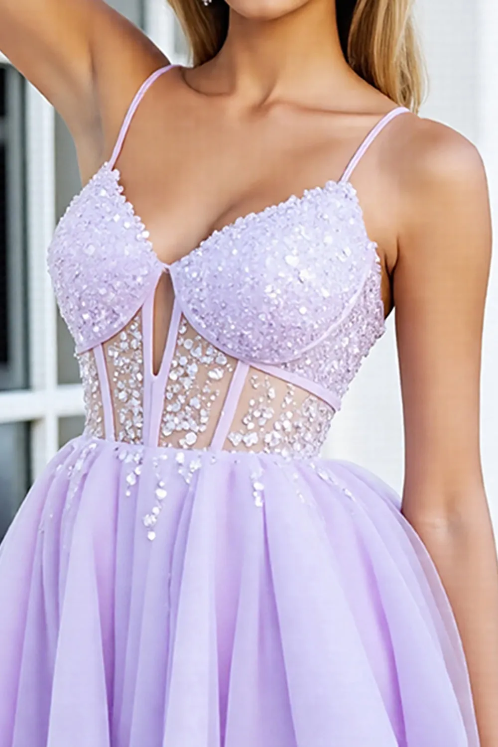Lilac Corset Sequin A Line Homecoming Dress sold by Zapaka product image thumbnail 3