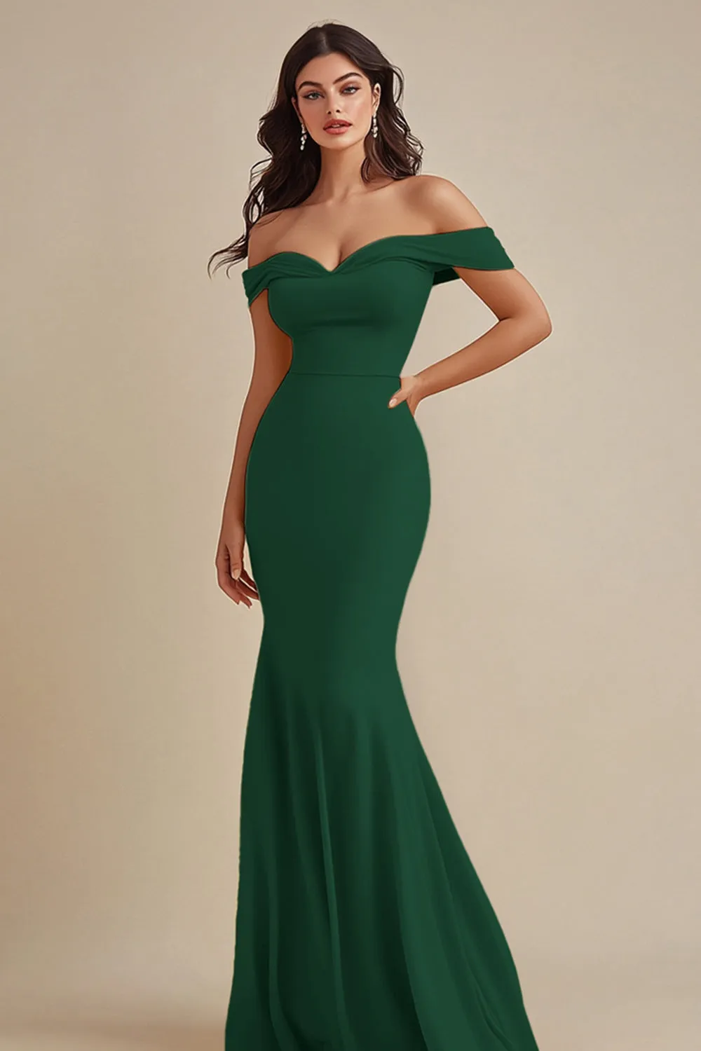 Black Chiffon Off the Shoulder Mermaid Evening Dress sold by Zapaka product image thumbnail 5