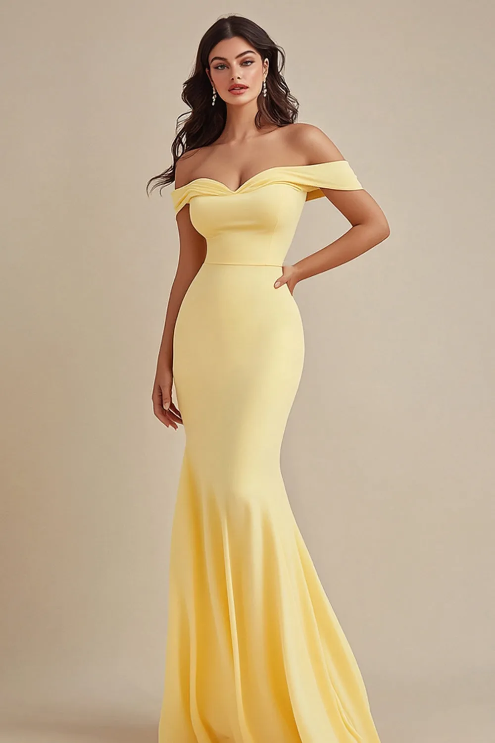 Black Chiffon Off the Shoulder Mermaid Evening Dress sold by Zapaka product image thumbnail 3