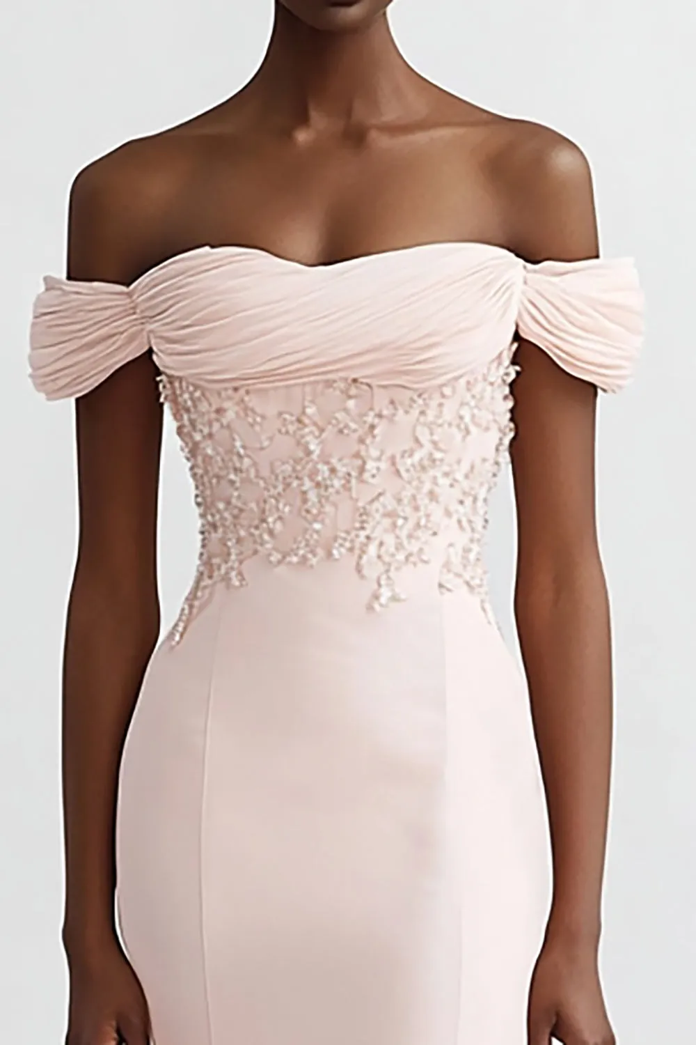 Off The Shoulder Mermaid Pink Appliqued Evening Dress sold by Zapaka product image thumbnail 2