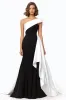 Black and Fuchsia One Shoulder Ruffled Evening Dress sold by Zapaka