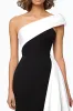 Black and Fuchsia One Shoulder Ruffled Evening Dress sold by Zapaka