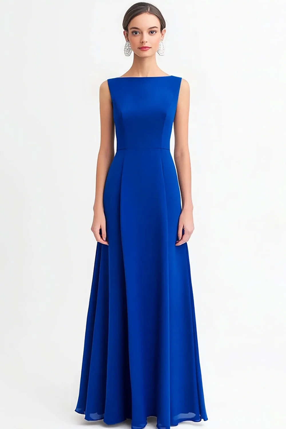 Royal Blue Boat Neck A Line Evening Dress sold by Zapaka