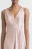 Pink V Neck Sheath Satin Long Evening Dress sold by Zapaka
